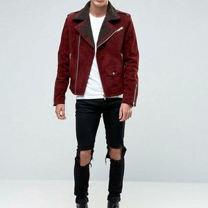 ASOS Black Dust Suede Genuine Leather Biker Jacket